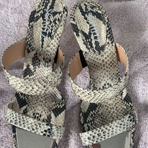 Schutz skinny heel mules/sandals